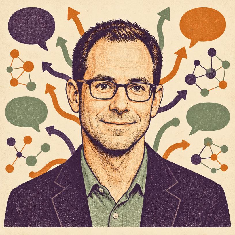 Illustrated portrait of Adam Grant