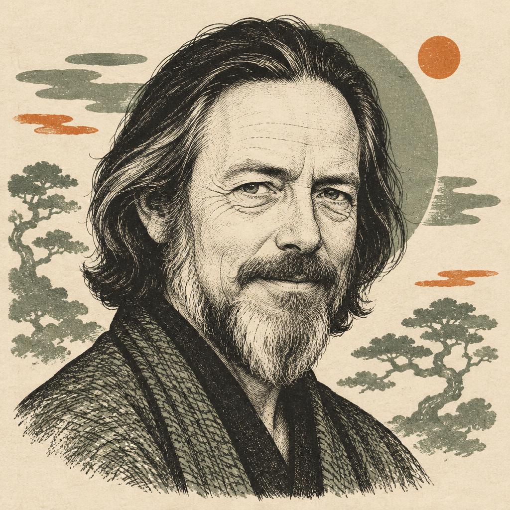 Illustrated portrait of Alan Watts