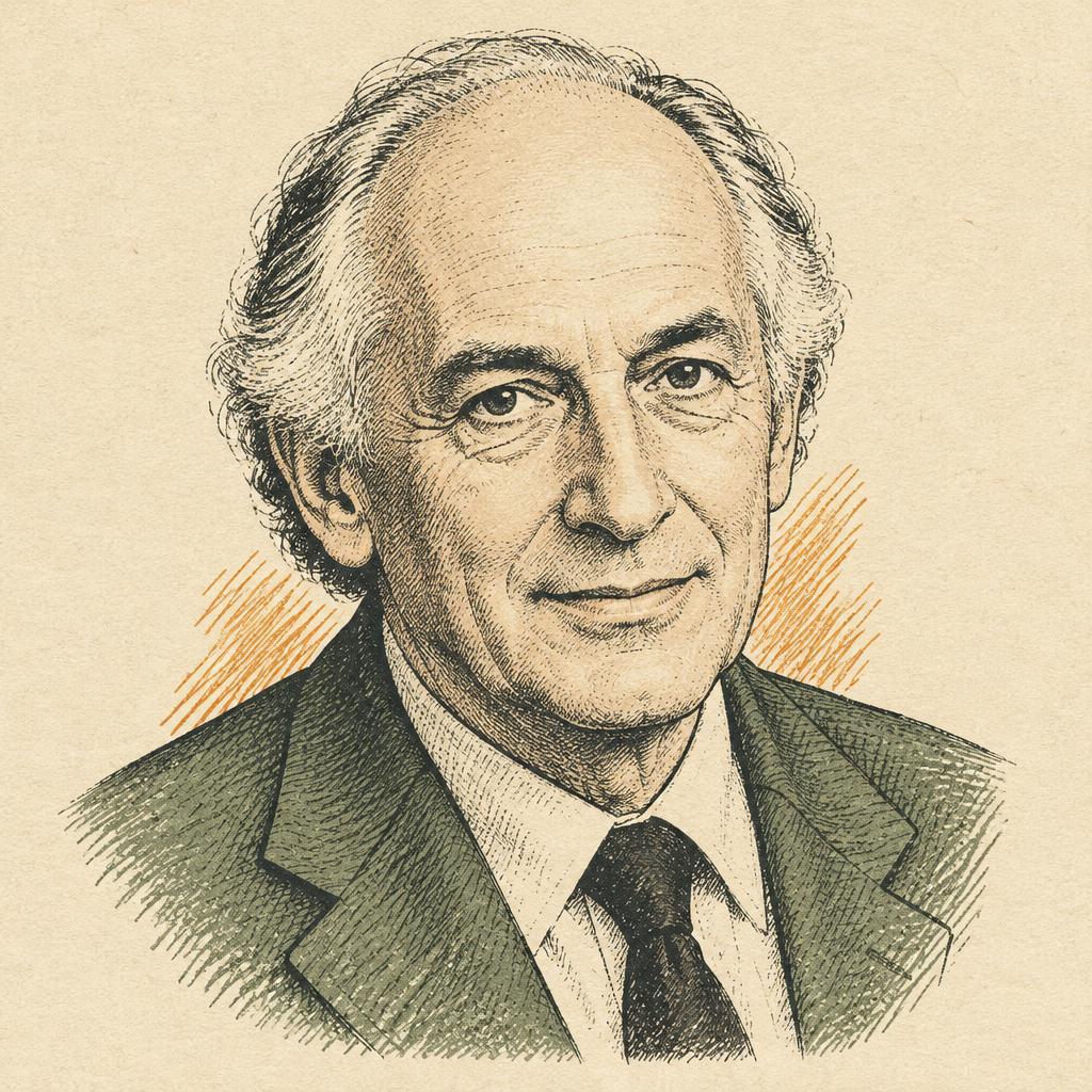 Illustrated portrait of Benjamin Creme
