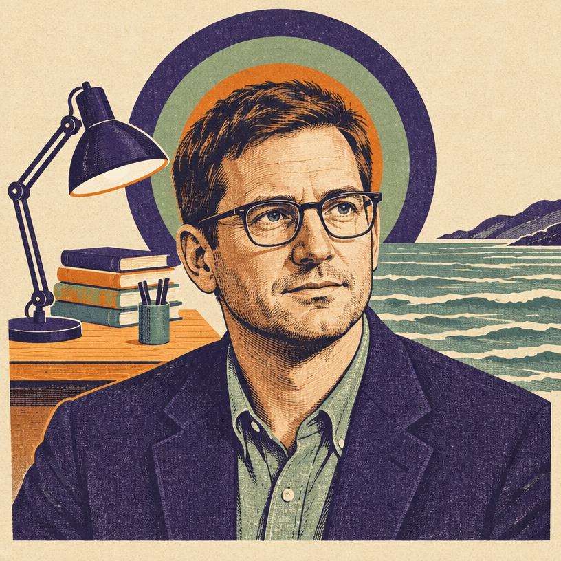 Illustrated portrait of Cal Newport