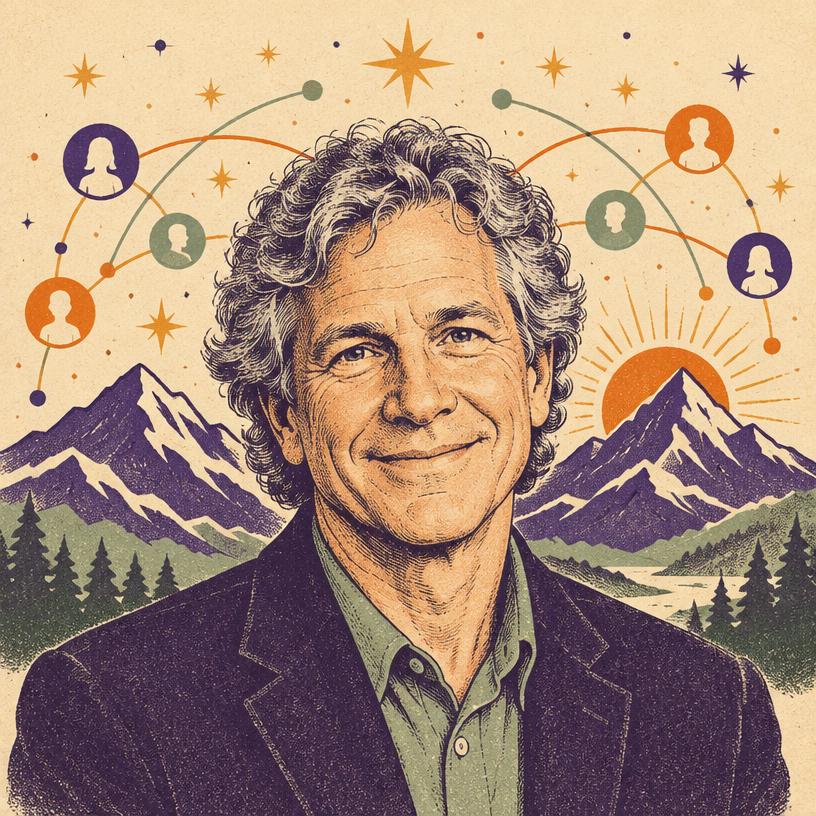 Illustrated portrait of Dacher Keltner