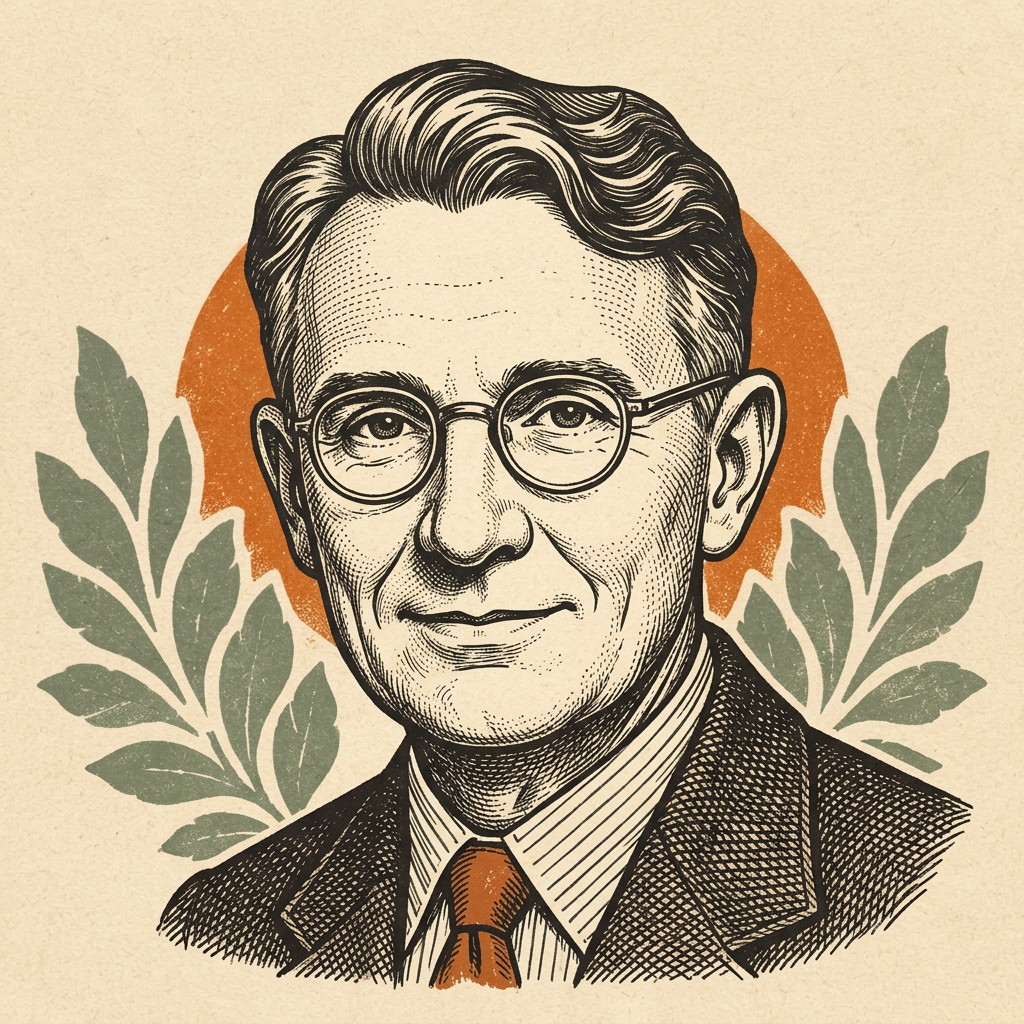 Illustrated portrait of Dale Carnegie