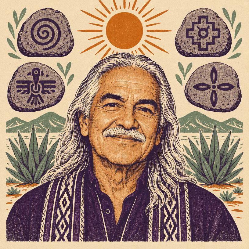 Illustrated portrait of Don Miguel Ruiz