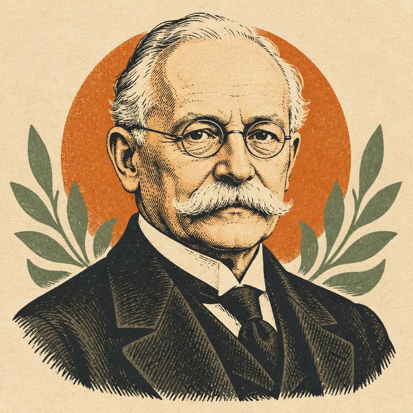 Illustrated portrait of Emile Coué