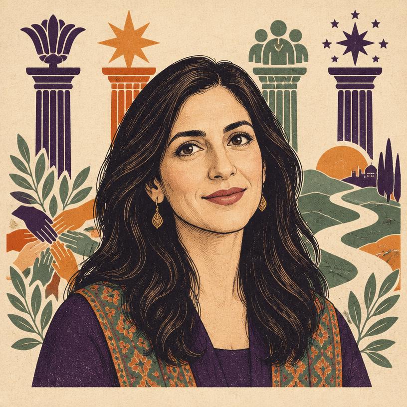 Illustrated portrait of Emily Esfahani Smith