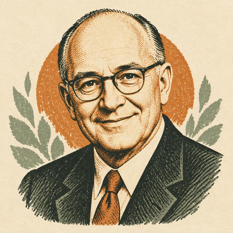 Illustrated portrait of Ernest Holmes