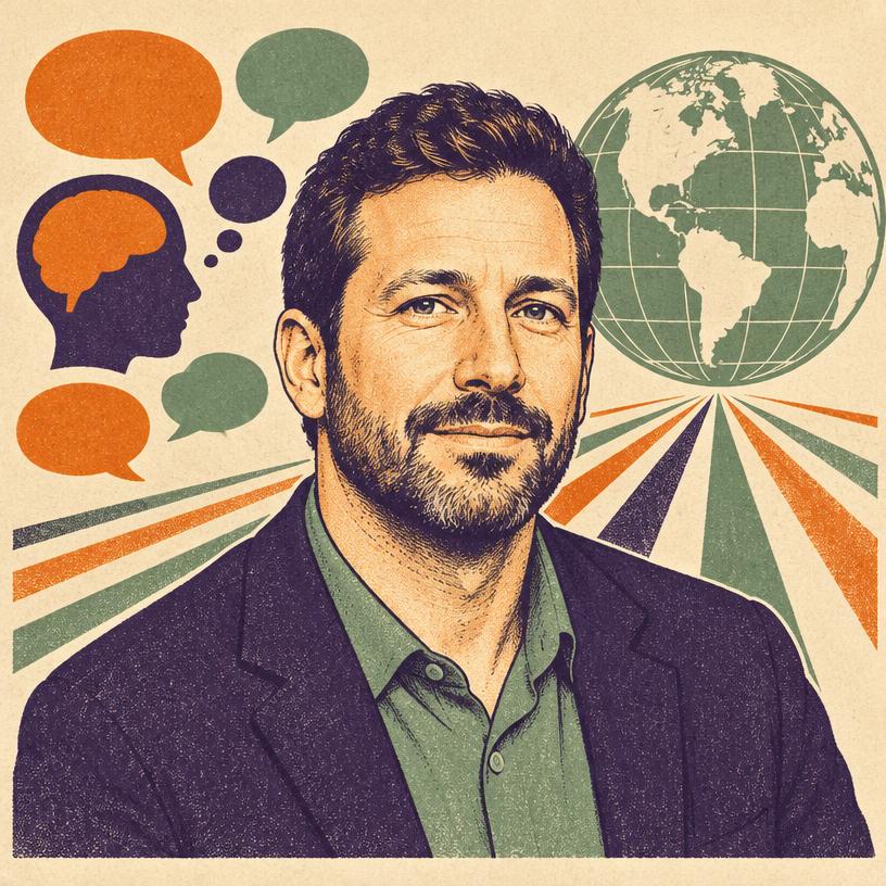 Illustrated portrait of Ethan Kross