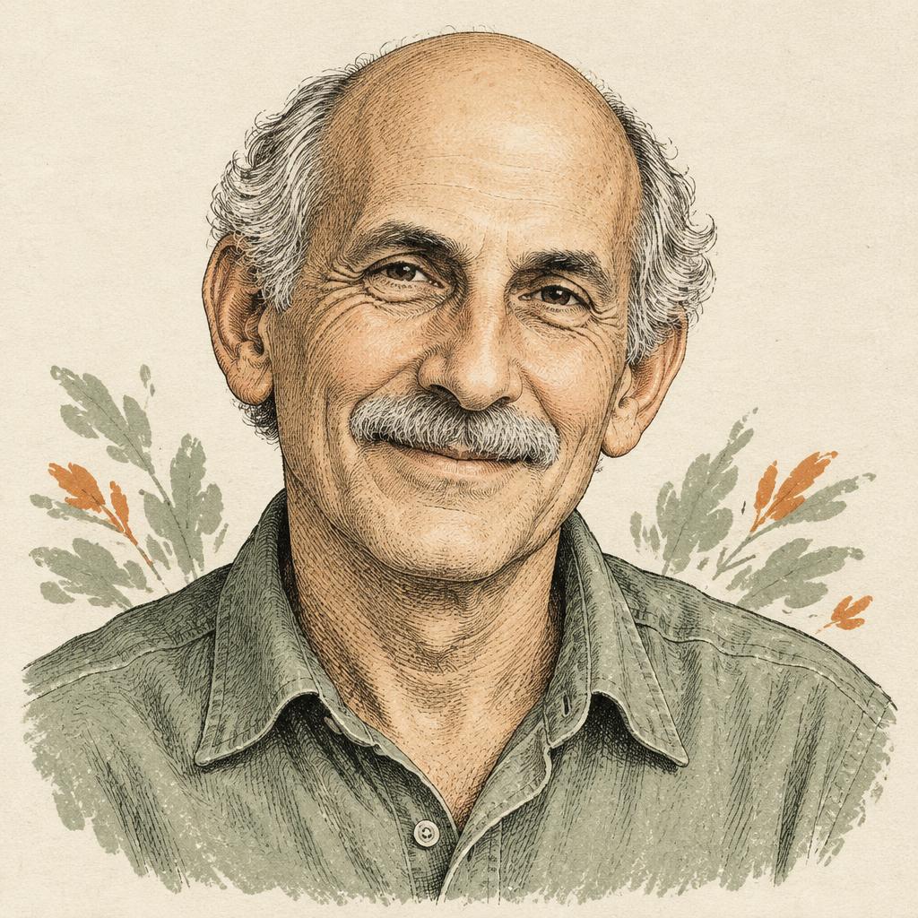 Illustrated portrait of Jack Kornfield