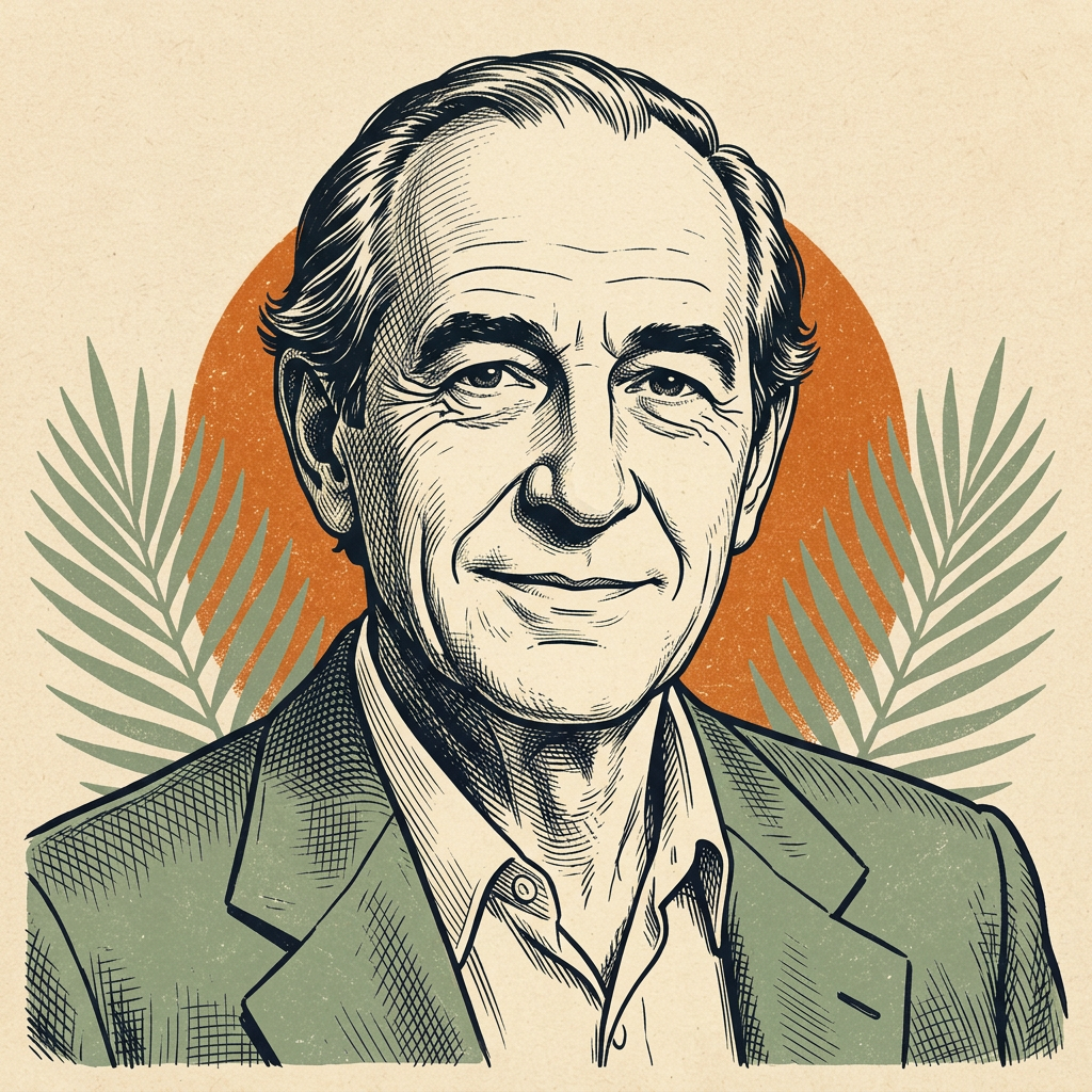 Illustrated portrait of James Dillet Freeman