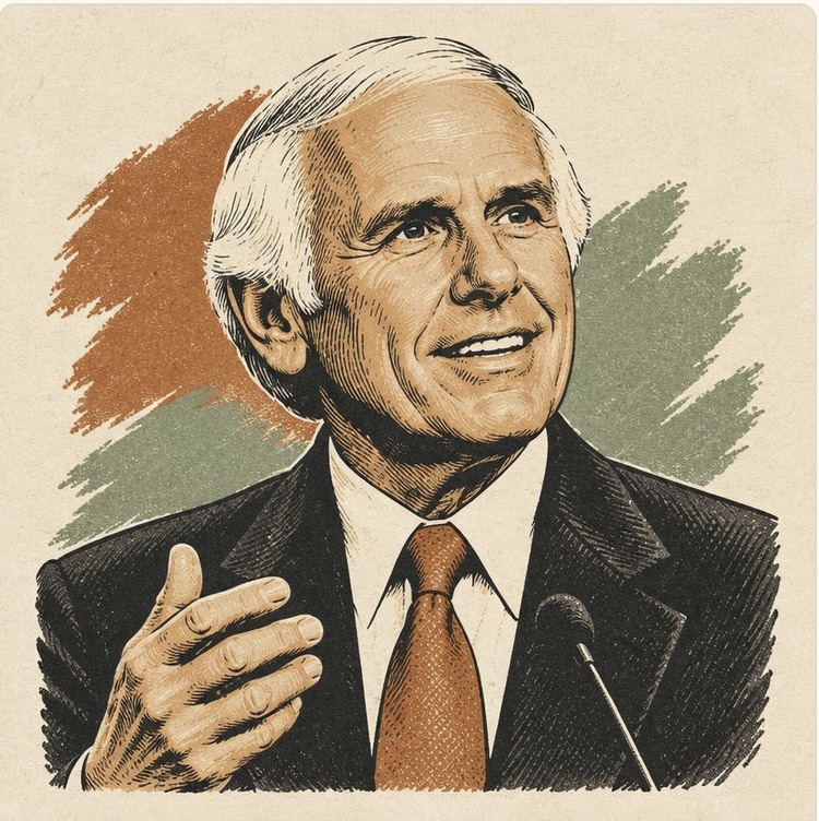 Original editorial illustration portrait of Jim Rohn