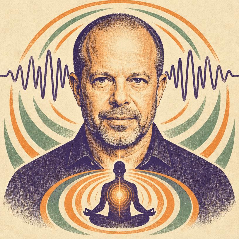 Original editorial illustration portrait of Joe Dispenza