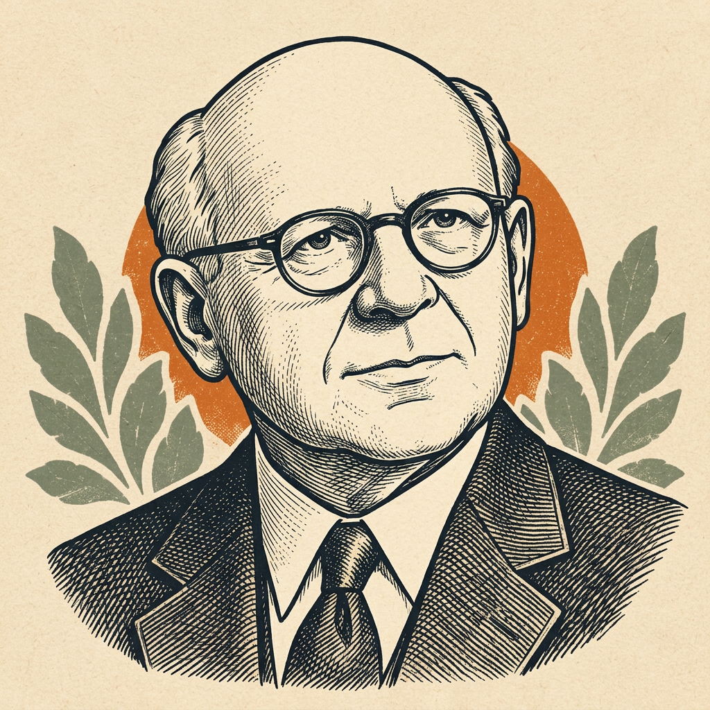Illustrated portrait of Joel S. Goldsmith