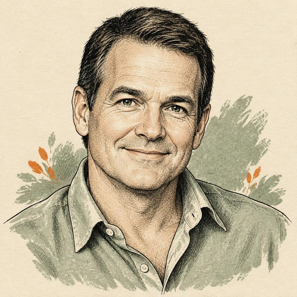 Illustrated portrait of John Gray