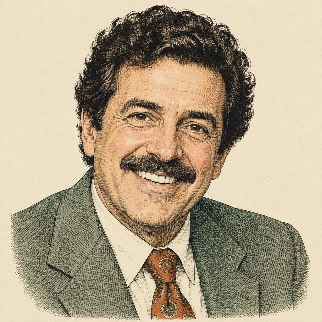 Illustrated portrait of Leo Buscaglia