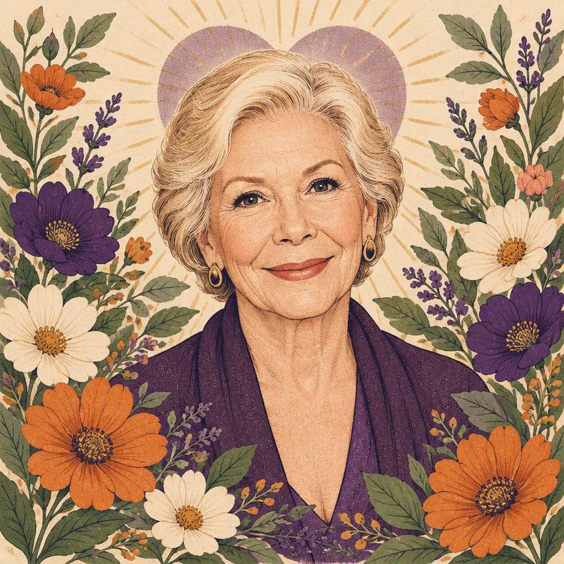 Illustrated portrait of Louise Hay