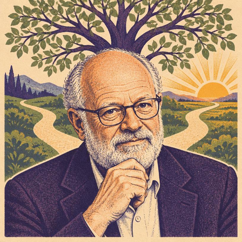 Illustrated portrait of Martin Seligman