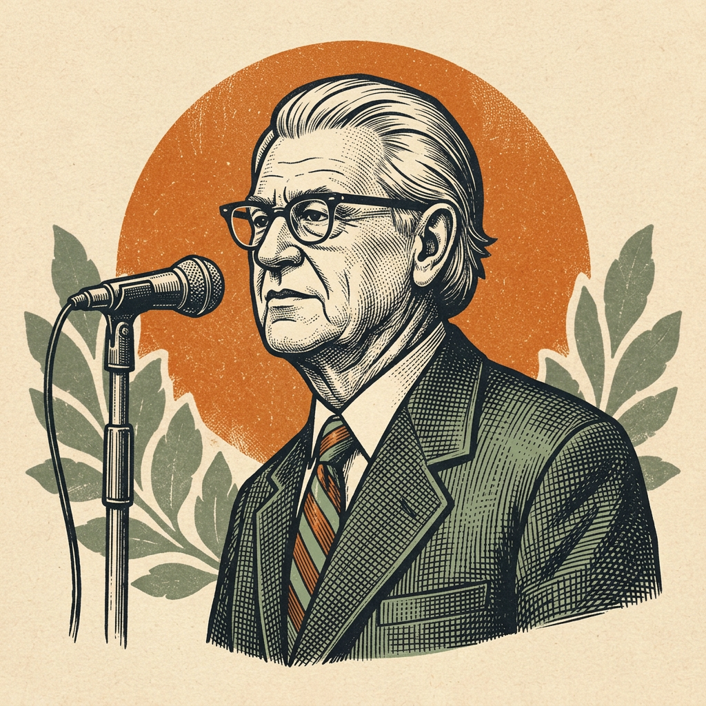 Illustrated portrait of Maxwell Maltz