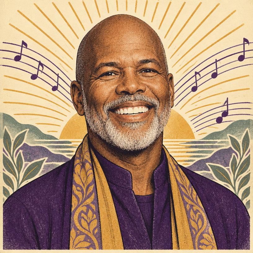 Illustrated portrait of Michael Bernard Beckwith