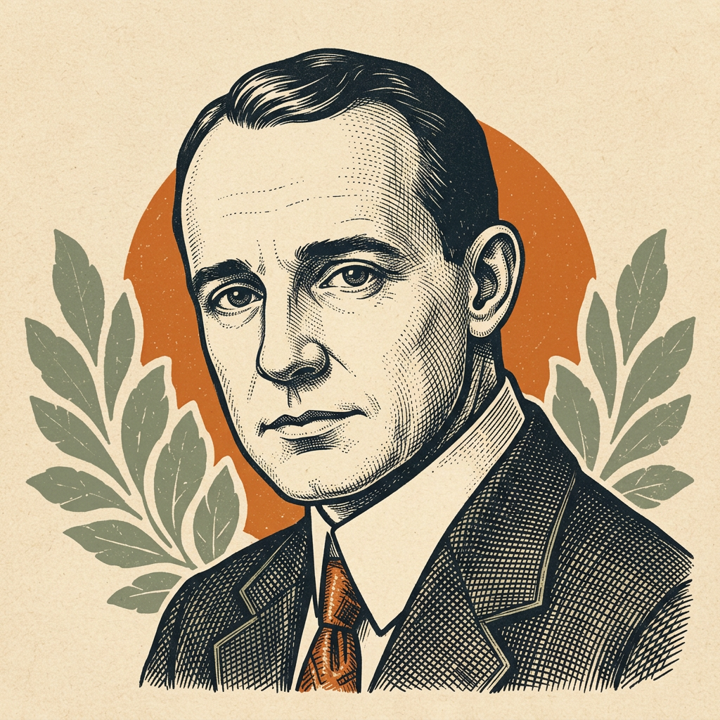 Original editorial illustration portrait of Napoleon Hill