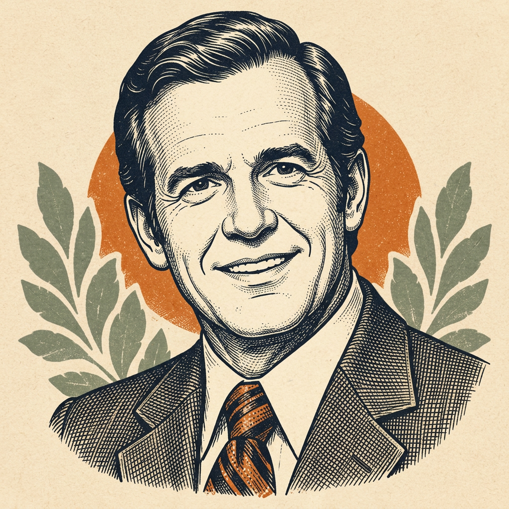 Illustrated portrait of Og Mandino