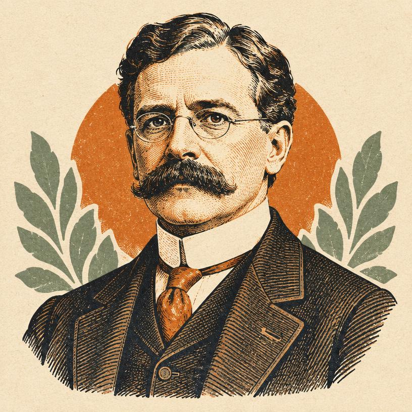 Illustrated portrait of Orison Swett Marden