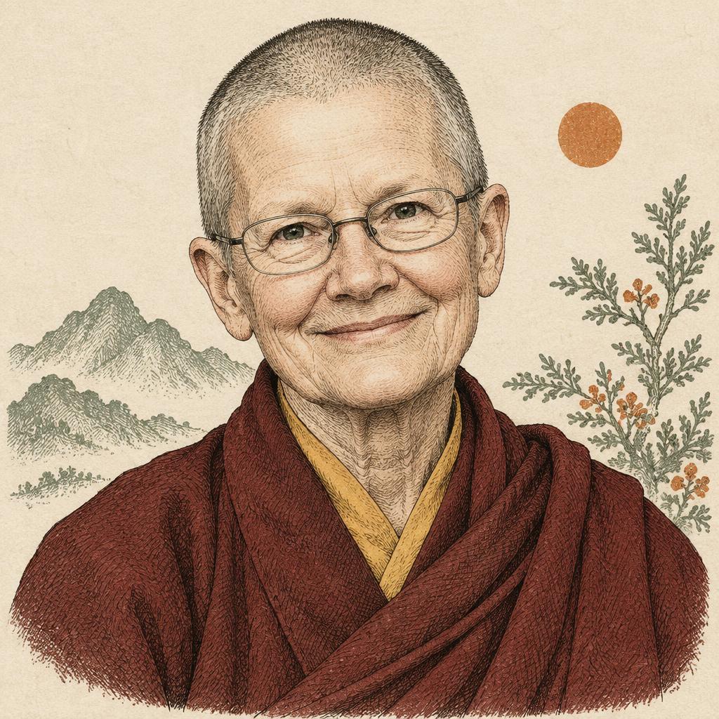 Illustrated portrait of Pema Chödrön