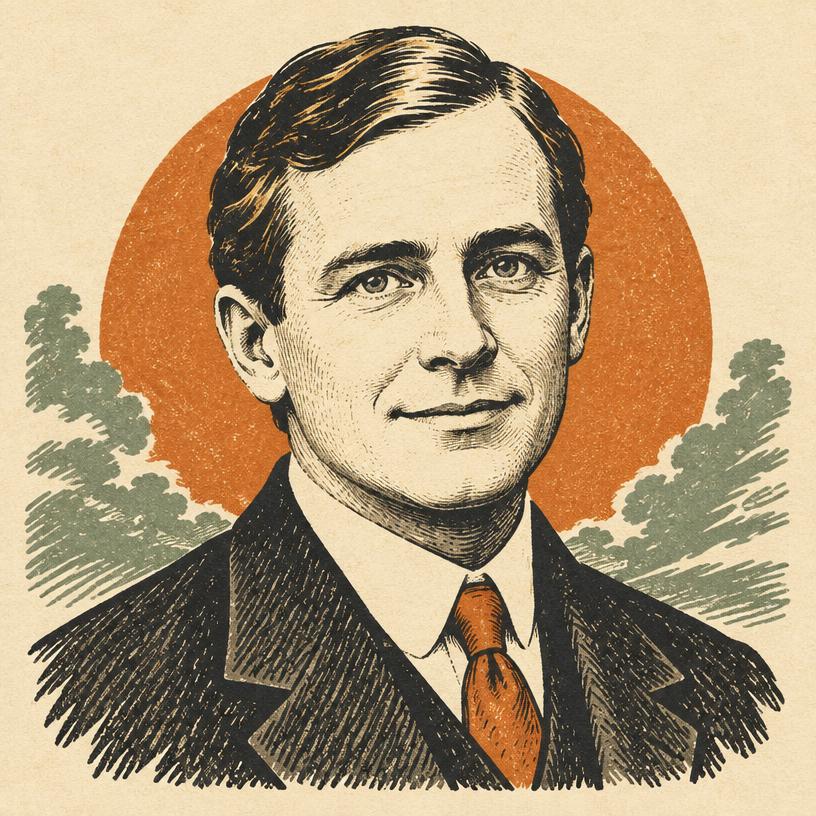 Illustrated portrait of Ralph Waldo Trine