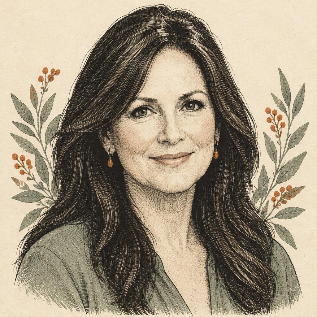 Illustrated portrait of Rhonda Byrne