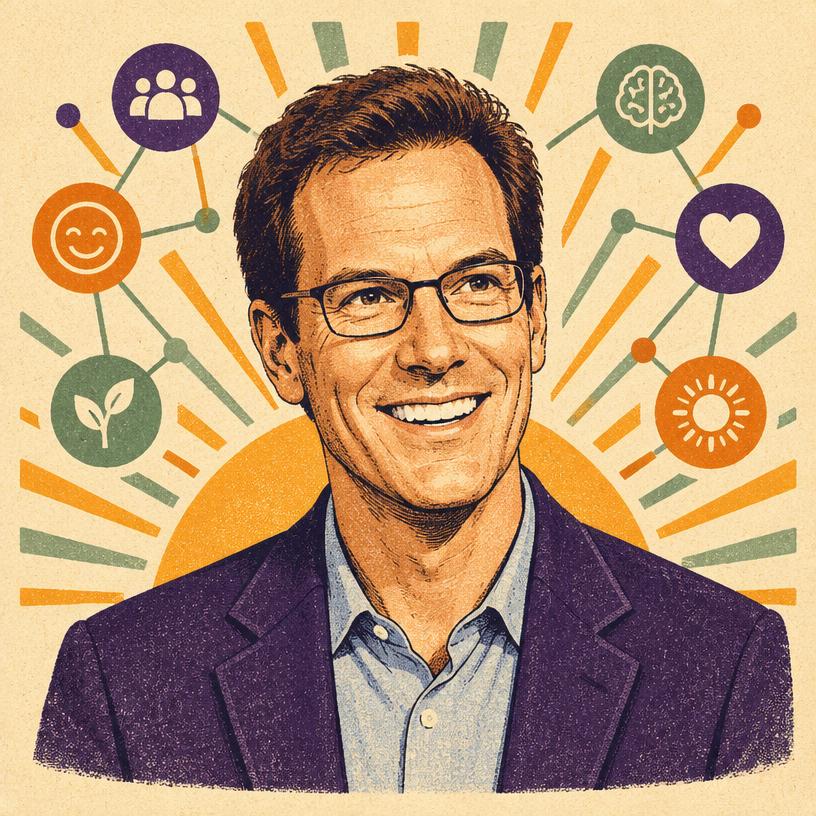 Illustrated portrait of Shawn Achor
