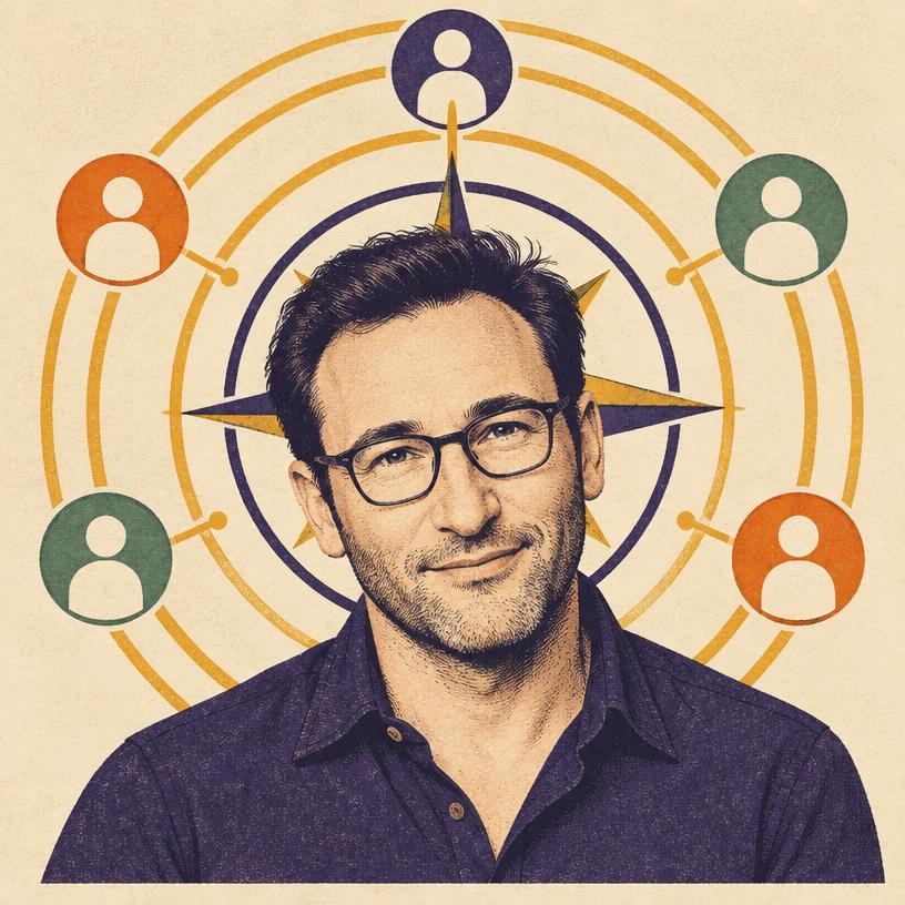 Illustrated portrait of Simon Sinek
