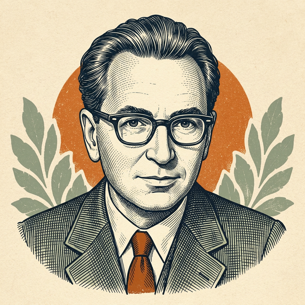 Illustrated portrait of Viktor Frankl