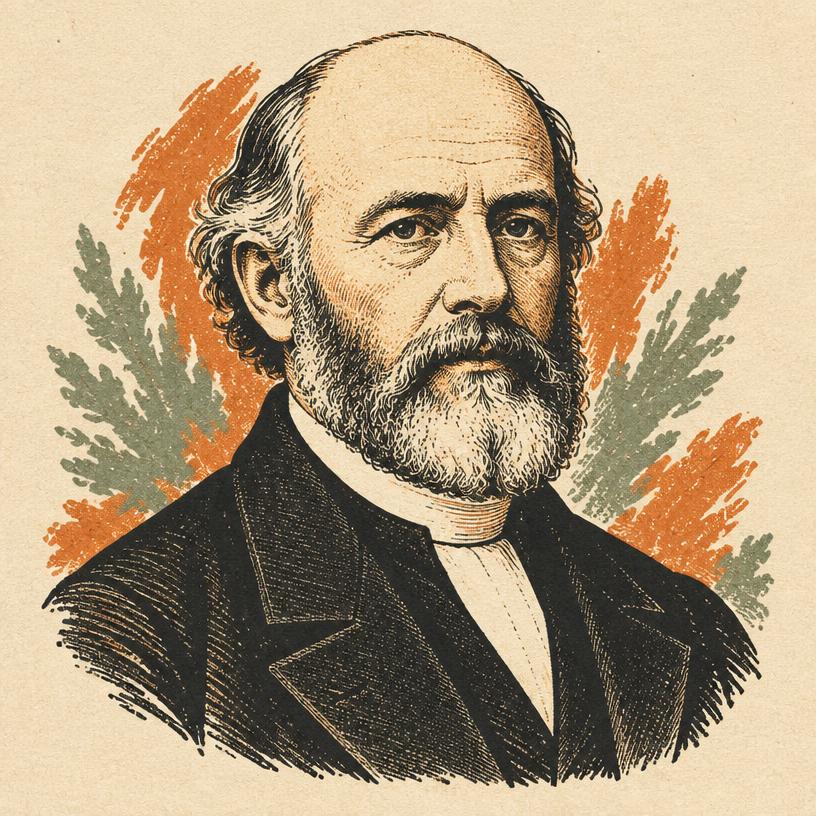 Illustrated portrait of Warren Felt Evans