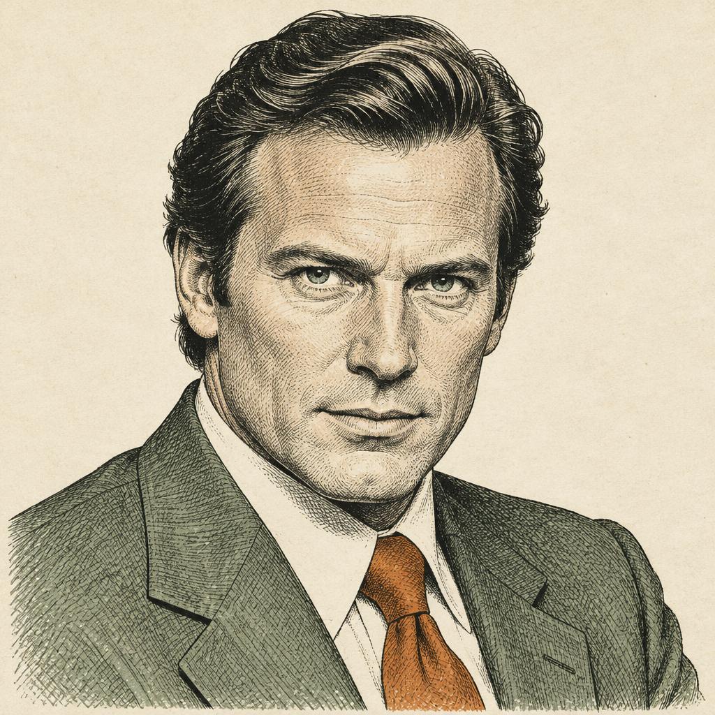 Illustrated portrait of Werner Erhard